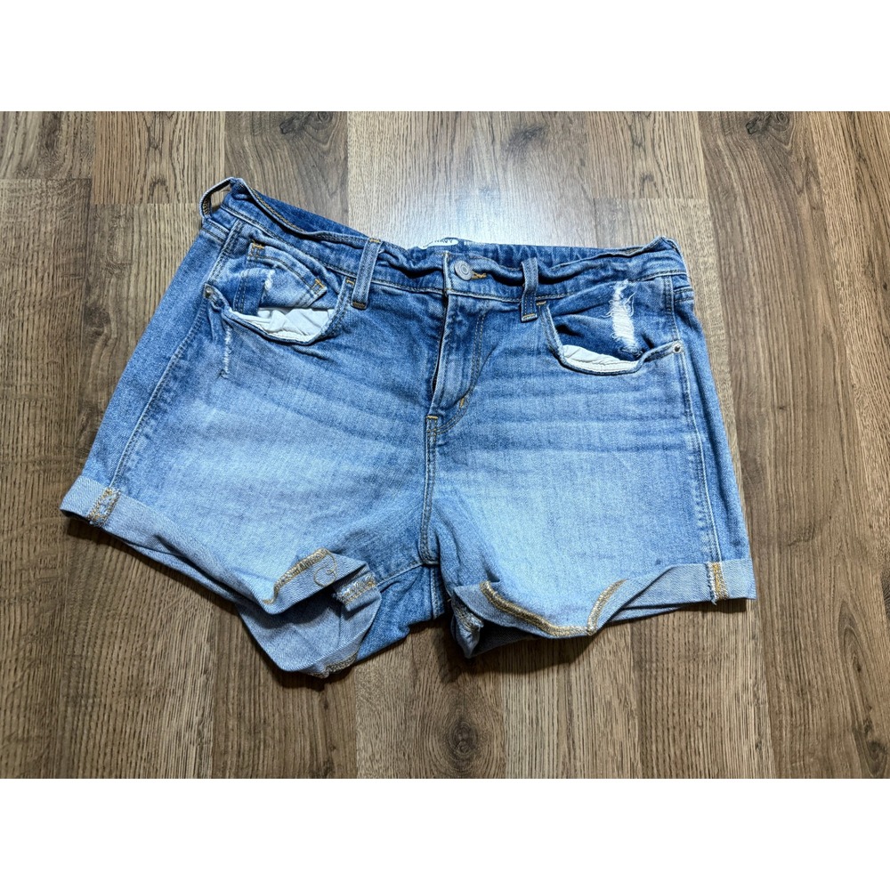 Old Navy Shorts Womens Size 4 Blue Denim Boyfriend Distressed Rolled Hem